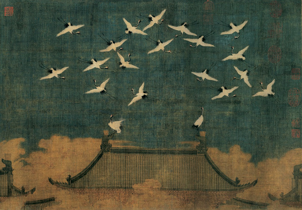 Possibly Emperor Huizong, Auspicious Cranes (detail), about 1112, Liaoning Provincial Museum. © The Liaoning Provincial Museum Collection