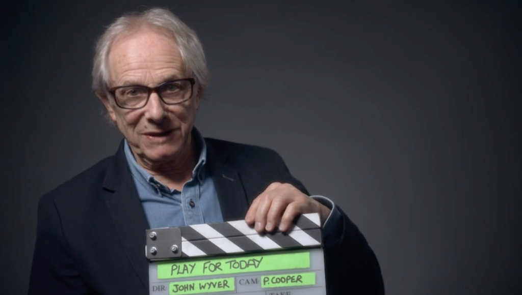 Ken Loach with clapperboard